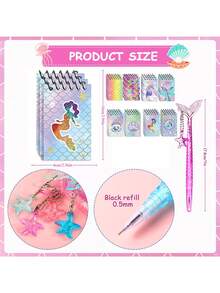 2/4/10/14/20件組美人魚派對小禮品，迷你美人魚螺旋筆記本與魚尾筆，獎勵禮物、生日禮物（隨機）、返校季 - 彩色 - 查看 4