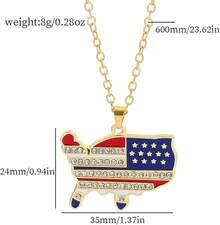 4th Of July Necklace Patriotic Rhinestone Red Blue White American Flag Enamel Stars Heart USA Flags Sparkly Crystal CZ Pendant Necklace For Men Women Independence Memorial Day Fourth Of July Jewelry Gifts2025 - 美國地圖項鍊 - 查看 2