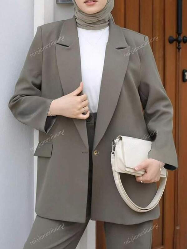 Women's Elegant Grey High-End Commuting Comfortable Suit Jacket