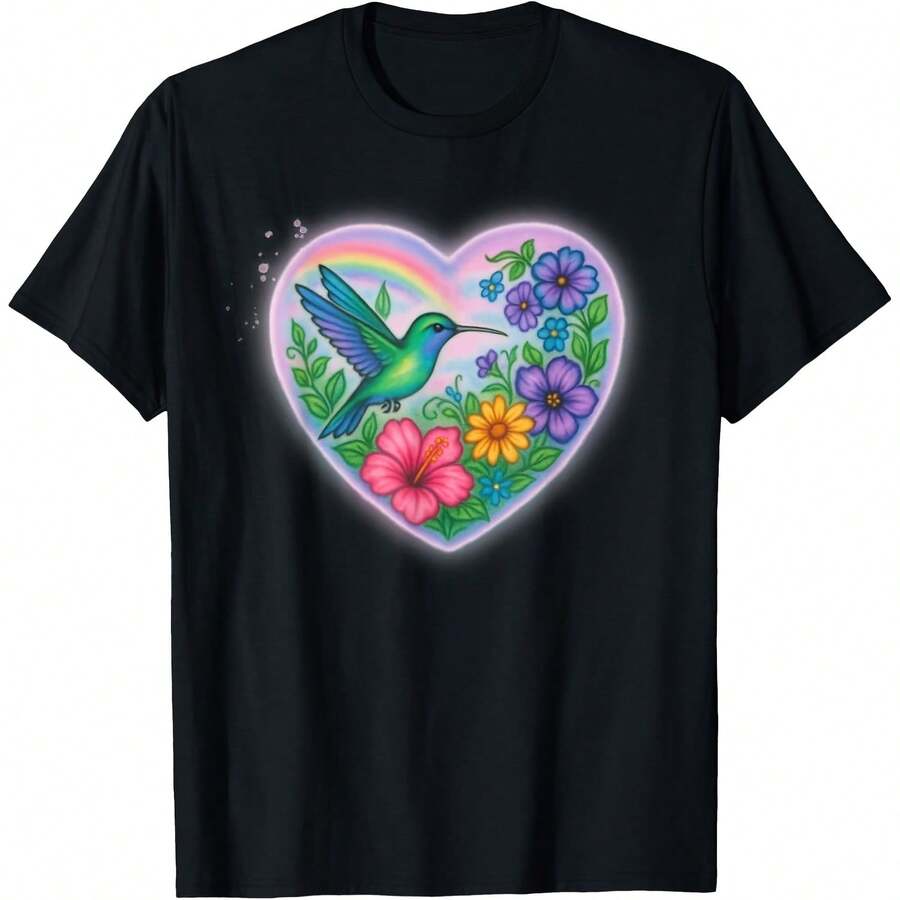 Airbrush Hummingbird Y2k Vintage 2000s, Retro Nerd Aesthetic T-Shirt220G Heavyweight 100% Cotton T-Shirt. – Blend Of Streetwear, Minimali, And Casual Comfort – I For Layering In All Seasons, WFH Days, Or Stylish Weekends – Pm Choice Gift For Artists, Creats, And Fashion Fans - 白色 - 查看 1