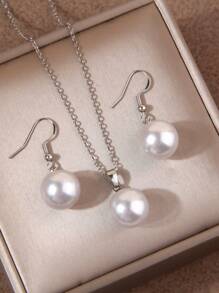 1 conjunto de colar de pérolas elegante feminino com brincos de pérolas conjunto de joias
