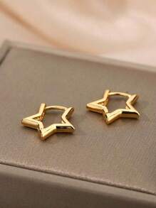 1 Paire De Boucles Doreilles Minimalistes En Forme De Petite Étoile, Bijoux En Acier Inoxydable Parfaits Pour Les Rendez-vous, Les Vacances Et Les Cadeaux Des Femmes