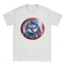 BREATHABLE COOL SUMMER Captain Americas 4 Brave New World Men T Shirts Shield Reflection Vintage Tees Short SLEEs Ve Crew Neck T-Shirt 100 Cotton Clothes - 白色 - 查看 1