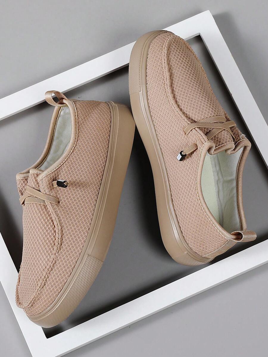 Men's Round Toe Mesh Loafers, Lightweight Bottom, Breathable Fashion Slip-On Shoes With Elastic Band, Versatile Sports Shoes, Casual, Flat