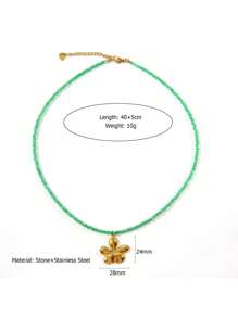 Colar de corda de amianto natural estilo oceano com pingente de peixe pequeno de aço inoxidável, requintado, feito à mão, moderno, com design de nicho, elegante e item decorativo de alta qualidade para mulheres