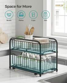 SONGMICS 2-Tier Pull Out Cabinet Organizers, Under Sink Organizer, Bathroom Organizer And Storage, Sliding Basket Drawers, Stackable For Kitchen, Bathroom - Black - View 3