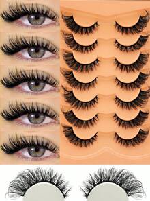 7 Pairs Of False Eyelashes Natural Soft D Curl Dramatic 3D False Eyelashes Russian Curl Eyelashes Suitable For Daily Dating - Lông mi  mắt mèo - Xem 6