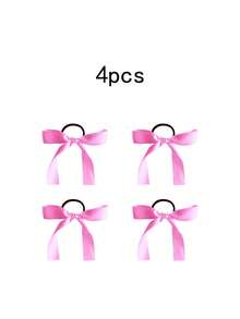 8pcs/Set Multi-Functional Pink Satin Ribbon Hair Accessories Bow Hair Ties Simple Elegant Hair Accessories New Korean Ponytail Hair Bands Exquisite Hair Decorations - Hot Pink - View 5