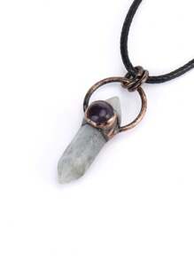 1pc Retro Hexagonal Pointed Pendant Necklace Vintage Natural Semi-Precous Stone Tiger Eye Amethysts Aventurine Quartz Jewelry H664