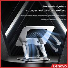Lenovo ZJA6 Foldable Laptop Stand, Portable Raising Dual-Axis Adjustable Design, Thick Alloy Double Arm Stand, Damping Anti-Slip Office Tool, Grey - Grey - View 3