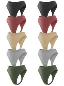 10 Pièces Femmes Sexy 5 Couleurs Culottes Confortables Sous-vêtements Taille Basse Couleur Unicolore Douce G String Respirant Lingerie Féminine Tentation Intimes