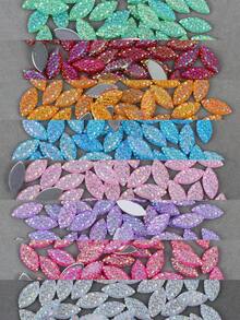 100pcs/Pack, 7*15mm Oval Acrylic Rhinestones, Flat Pineapple Shape AB Color Acrylic Rhinestones, High Quality Multi-Color Acrylic Rhinestones For DIY Clothing Accessories - Multicolor - View 12