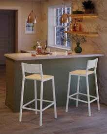 Tabourets de bar de cuisine, ensemble de 2, tabourets de bar, tabourets hauts pour cuisine, salle à manger, bureau, style industriel, vintage marron et LBC070B01 NXVM - Chêne beige et blanc - Voir 3