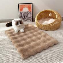 1pc Soft Fluffy Pet Mat - Comfortable, Washable, Rectangular Cushion Suitable For All Seasons, Cream Color, Lightweight And Fade Resistant, Perfect For Indoor Pets Or Small Animals, Pet Bedding | Quilted Pet Pad, Decorative Rug, Bedroom Decor, Small Rug, Carpet, Home Decor, Living Room Rug, Small Living Room Rug, Bedroom Rug, Living Room Home Decor, Outdoor Rug, Washable Rug Back To School