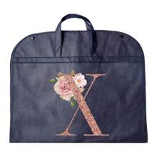 Portable Dustproof Clothing Covers Nonwovens Waterproof Clothes Dust Cover Tote Bags Rose Gold Initials A To Z Letter Pattern Clothes Dust Case Dress Protector Garment Bags Outdoors Close Organizer Dress Cover Suit Coat Storage Bag Garment Bags Wardrobe Hanging Garment Protector Cover Bag