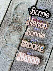 1pc Custom 3D Name Acrylic Keychain - Personalized English Letter Tag With Silver Coil, Unique Key Pendant Ornament Decoration Gift, Can Be Used For Backpack, Party, Mother's Day, Graduation, Birthday Gift - Perfect Gift For Women | Fashion Accessories | Pink Letters, Personalized Pendant