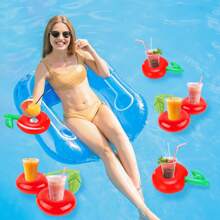 2/4/6 Stück aufblasbare Getränkehalter in Apfel- und Kirschform, Cartoon Apfel- und Kirsch-Getränkehalter-Schwimmer, Sommer Party Obst-Themen Getränkehalter-Schwimmer für Outdoor, Geburtstags-, Schwimmbad- und Strandpartys