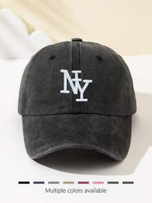 1pc Women's Overlapping NY Letter Embroidered Soft Top Baseball Cap, Fashionable & Personalized, Adjustable Fit, Suitable For Outdoor Sports, Travel, Camping, Gatherings, Vacation,Beach,Holiday - A - View 1