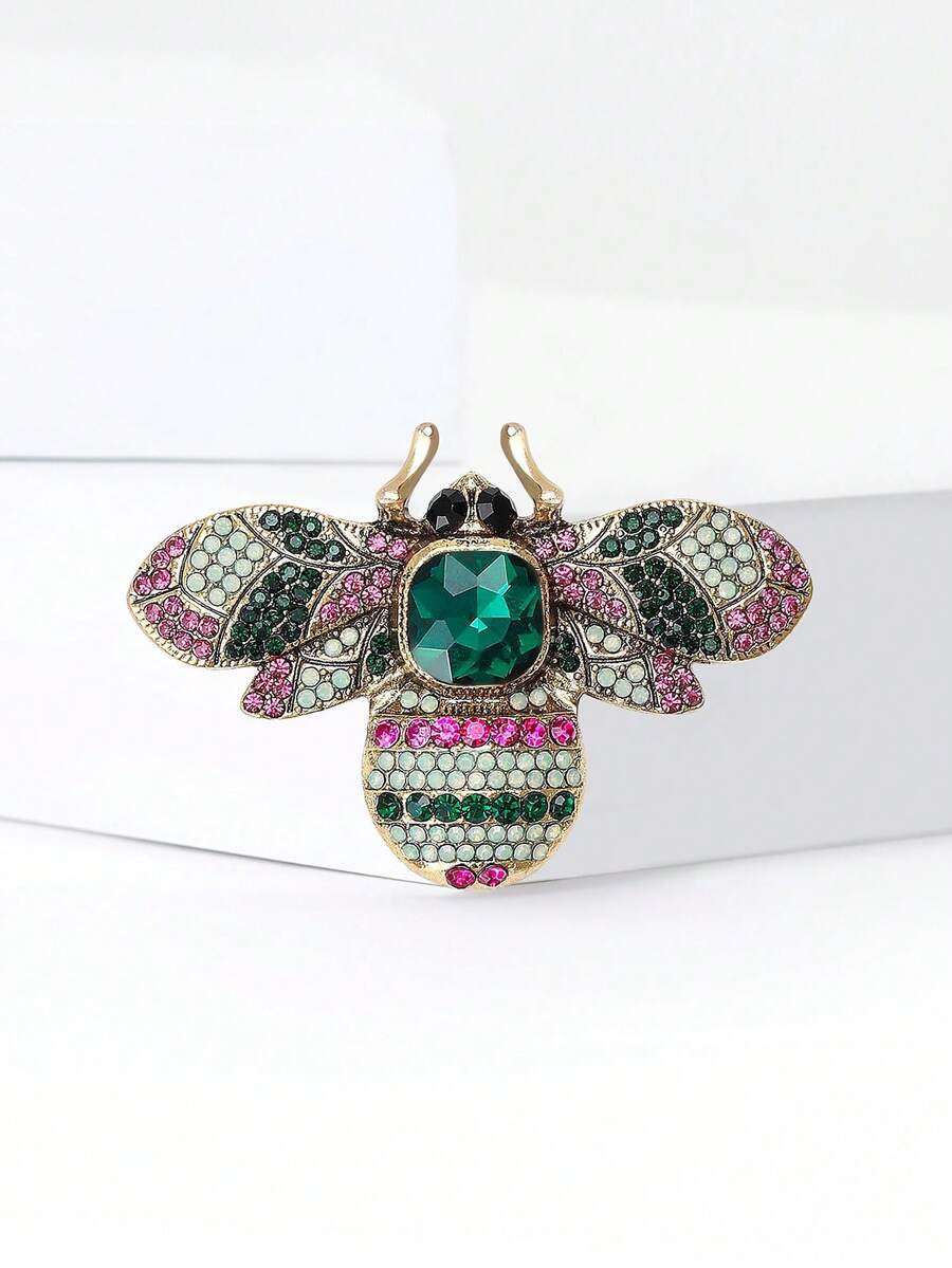 1pc Rhinestone Bee Brooch For Women,Insect Brooches,For Bag,Sweater,Coat,Hat,Shoes,Dress,Suit
