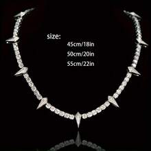 1 Men's Necklace, King Of Wakanda Pointed Necklace With Wolf Tooth Pendant, White Gold Plated With 0.5 Carat Fashion Forward Moissanite Tennis Chain - 22 inch - Xem 3