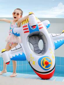 1个儿童游泳圈，可爱飞机造型充气游泳圈，防倾倒加厚大号救生圈，适合初学者，男女通用 - 彩色 - 查看 6