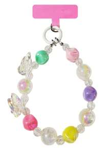 1 Stück süßer Mädchenstil Dopamin Handy Lanyard, kurze perlenbesetzte Armband-Handykette mit Clip für Frauen, Anti-Verlust