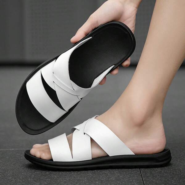 Men's Summer Soft Sole Criss-Cross Strap Beach/Holiday Sandals, Comfortable Anti-Slip Fashionable Casual Indoor/Outdoor Flip Flops