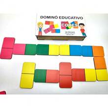 Brinquedo Domino Jogo Educativo Cores 28pcs Madeira Mdf - Multicolorido - Visão 3