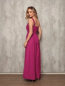 Casual Comfortable Jumpsuit With Padding - 紫色 - 查看 3