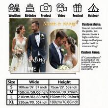 1pc Customizable Wedding Welcome Banner With Floral Pattern - Personalized Name Photo Background Cloth, Suitable For Wedding, Anniversary, Party - Durable Polyester Material Indoor/Outdoor Decor Photography Backdrop, High-Quality Printing Elegant Font Decoration - Multicolor - View 3