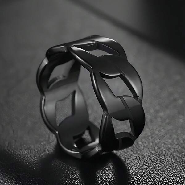 Anneau en acier de titane de 8 mm pour hommes, anneau de chaîne, bijou accessoire punk rock hip-hop
