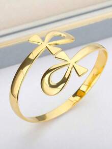 1PC Egyptian Vintage Cuff Bracelet 18K Gold Plated Stainless Steel Evil Eye Ankh Cross Queen Bracelet Bangles For Women Men Punk Jewelry Gift - Yellow Gold - View 2