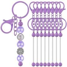 8 Stücke/Set Schlüsselanhänger Seile mit Perlen, gemischte Farbkombination DIY Handgemachte Geschenke, Frauen Schlüsselanhänger mit Perlen, blanke Schlüsselanhänger mit Perlen, DIY Metallschlüsselanhänger Seile, Schlüsselanhänger mit Perlen Zubehör für DIY, Anhänger, Basteln, Taschendekoration und mehr