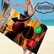 1pc Customized Basketball Themed Beach Towel, Lightweight Super Soft Microfiber, Quick-Drying And Sun-Proof, Absorbent And Soft - Modern Style - Ideal For Beach, Travel, Camping And Vacation - Best Summer Gift