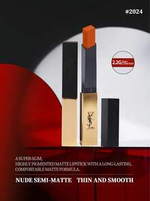 Yves Saint Laurent YSL Rouge Pur Couture The Slim 絲絨極致顯色唇膏 #2024 2g/0.07 Oz -| 高顯色度、霧面絲絨妝感，打造大膽持久色彩 | 不暈染不裂開 | 輕盈不乾澀、不黏膩質地 - 2024 - 查看 3