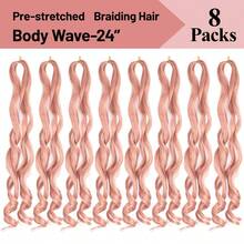 8 Packs French Curly Braiding Hair For Box Braids 24Inch Pre Stretched Loose Wavy  Bouncy Braiding Hair Extensions 75g/Pack Synthetic French Curl Crochet Hair Braids Extensions For Women Daily Holidays Party And Cosplay Braided Hair - MP1 - 查看 4