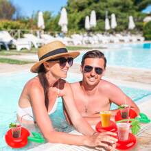 2/4/6 Stück aufblasbare Getränkehalter in Apfel- und Kirschform, Cartoon Apfel- und Kirsch-Getränkehalter-Schwimmer, Sommer Party Obst-Themen Getränkehalter-Schwimmer für Outdoor, Geburtstags-, Schwimmbad- und Strandpartys
