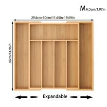 1 pieza Organizador de cajón de bambú expandible para cocina, bandeja de cubiertos de madera ajustable para utensilios de cocina, cubiertos, vajilla - Vuelta al Colegio