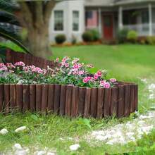Wooden Short Fence Burnt Wood Finish Outdoor Landscape Edging Flexible Decorative Border - Tree Fence - Spring Garden & Yard Maintenance - 7.9'' H X 42'' L - K619A05 - 7.9吋高 - 查看 5