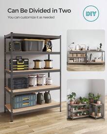 SONGMICS 5-Tier Storage Shelves, Load 2310 Lb, Garage Storage, Boltless Assembly, Adjustable Shelving Unit, 23.6 X 47.2 X 70.9 Inches, For Study Shed Basement - Gray Rice - View 9