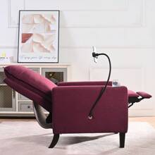 Recliner Chairs For Adults, Modern Recliner Sofa With Mobile Phone Holder/Cup Holder, Ergonomic Adjustable Single Sofa With Thicker Seat Cushion Modern Home Theater Seating For Living Room Red