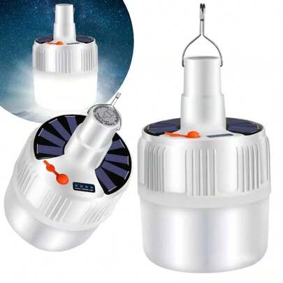 Lámpara LED Solar Para Acampar Al Aire Libre Súper Brillante, Linterna Solar Portátil Para Tienda De Campaña , Recargable Por USB, Lámpara Electrónica Para Tienda De Campaña Para Exteriores, Senderismo, Escalada, Pesca, Barbacoa, Iluminación De Camping
