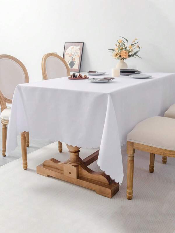 Mantel cuadrado de poliéster de unicolor, resistente a las arrugas y con volantes, apto para la cocina, el comedor, bodas, fiestas, picnics y uso diario decorativo