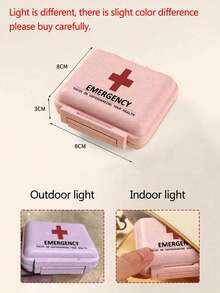 Mini 6-Compartment Portable Medicine Box, 6-Compartment Small Medicine Box, Pink Small Medicine Box With "EMERGENCY" Printed On It, Cartoon Medicine Bottle Bow Pattern Design, Storage Box For 6 Days A Week, First-Time Travel Pill Storage, 6-Compartment Portable Pill Box, Daily Vitamin Pill Box, Pocket Bag Medicine Storage Small Pill Container, Pendant Storage Box, Earrings, Rings, Jewelry Storage Box, Household Essentials, Travel Essentials - Multicolor - View 10