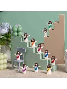 迷你耶稣，小耶稣摆件，可藏匿于口袋或散装小摆件中，寻找适合复活节彩蛋填充物的宗教礼物，主日学、洗礼、基督救世主工艺品 - 彩色 - 查看 7