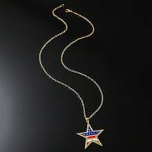 4th Of July Necklace Patriotic Rhinestone Red Blue White American Flag Enamel Stars Heart USA Flags Sparkly Crystal CZ Pendant Necklace For Men Women Independence Memorial Day Fourth Of July Jewelry Gifts2025 - 星星項鍊 - 查看 8