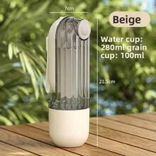 1Pc Portable 2-In-1 Pet Water & Food Bottle-Lightweight And Leak-Proof ,One-Click Water Out Design, & Material Ideal For Walks, Travel, Keep Pets Hydrated & Fed,Multi - Functional Pet Feeding Bottle Dog Water Bottle Water Bottle - Multicolor - View 4