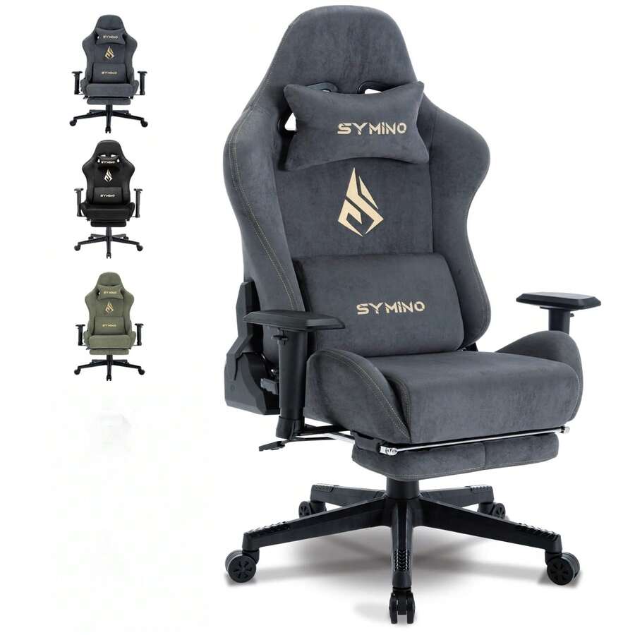 Office Chair, Gaming Chair, Breathable Office Chair Made Of High-Quality Fabric, Soft Fur, Ergonomic Computer Chair, Adjustable And Swivel Office Chair With Footrest - 灰色 - 查看 1
