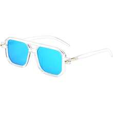029 Montura transparente y lentes azules espejo