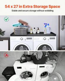 Washer Dryer Countertop With 3 Splicing Panels, 54" X 27" Wooden Washer And Dryer Countertop With Non-Slip Pads, Water-Resistant Laundry Topper For Laundry Room Organization And Storage, Black - Black Without Drawers Without Fixtures Split Board - View 3